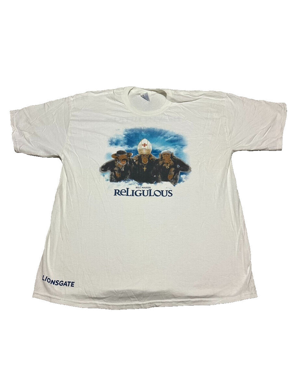 VTG Bill Maher Religious LionsGate Movie Promo T Shirt Y2K XL Comedy Chimpanzees